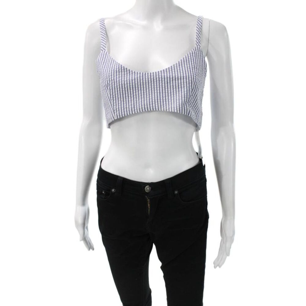 Kimberly Taylor Womens Cropped Striped Sweetheart Tank Blue Size M